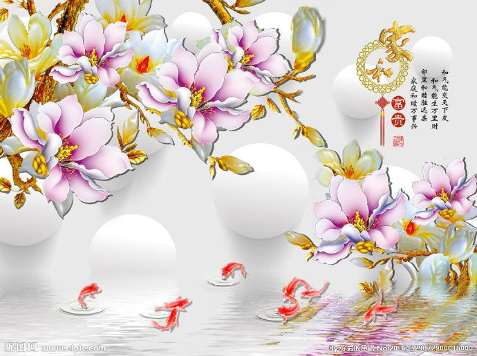 G彩雕玉兰花背景