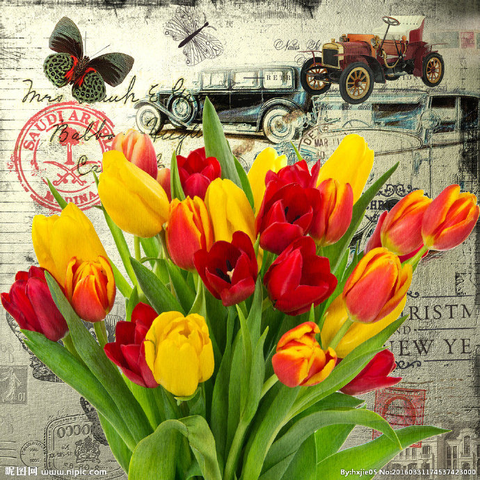 G复古风花卉装饰