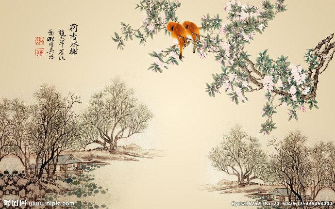 G荷香水榭国画P