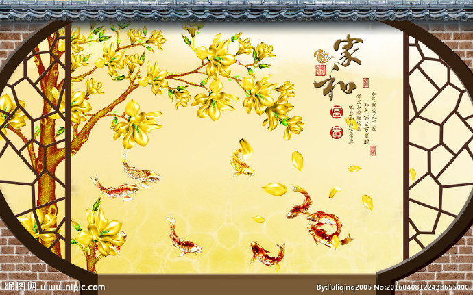 G兰花彩雕背景墙