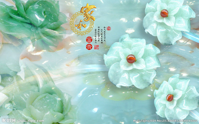 G牡丹玉雕背景墙