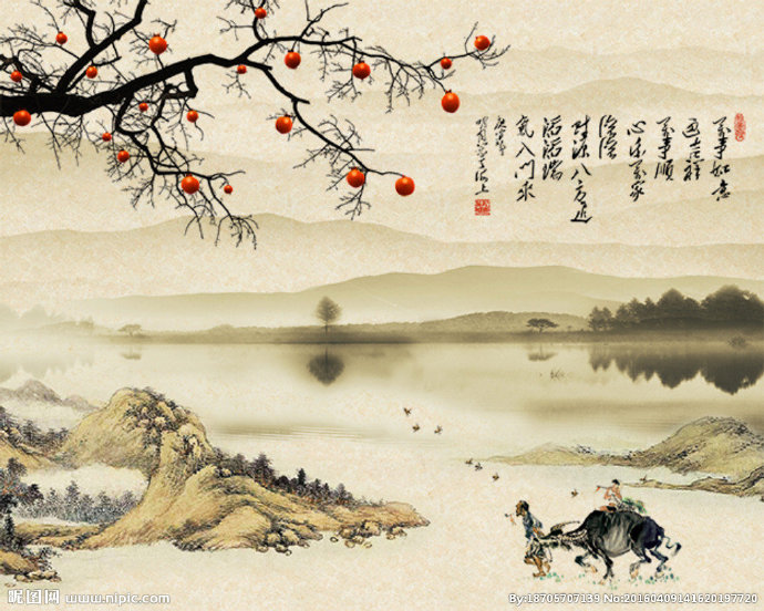 G山水画背景墙背