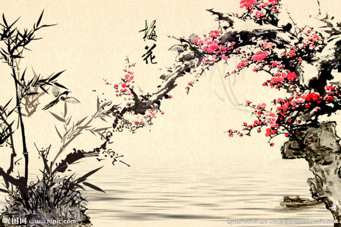 G水墨 梅花喜鹊