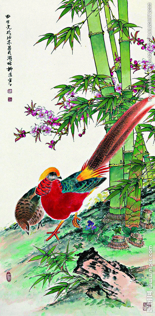 G竹子花鸟玄关竹