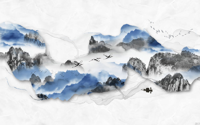 新中式抽象水墨山