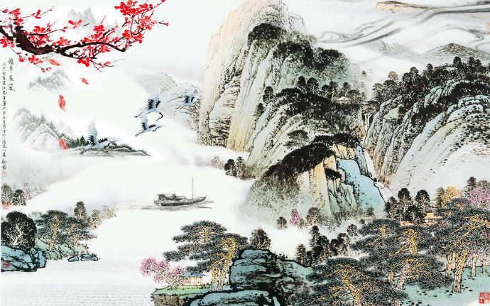 山水风景水墨画背