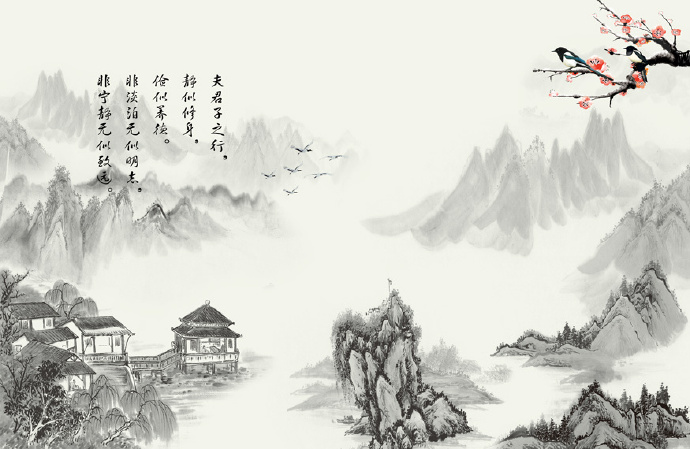 中式山水喜鹊影视