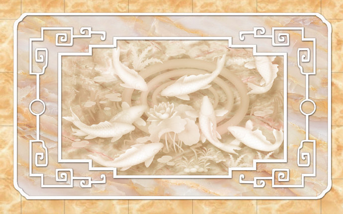 淡雅鱼浮雕电视淡