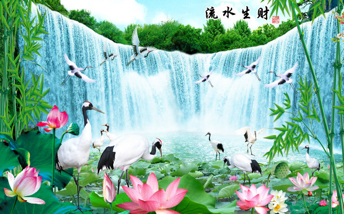中式山水电视背景