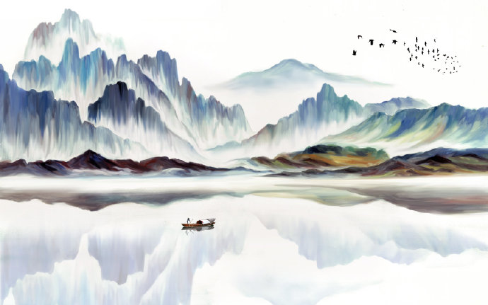 新中式意境水墨山
