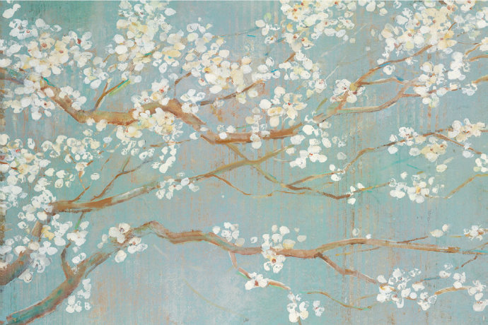 花卉手绘油画樱花