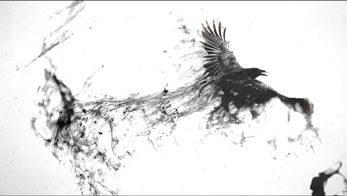 水墨画鸟背景墙背