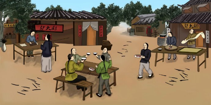 传统人物烧烤驴肉