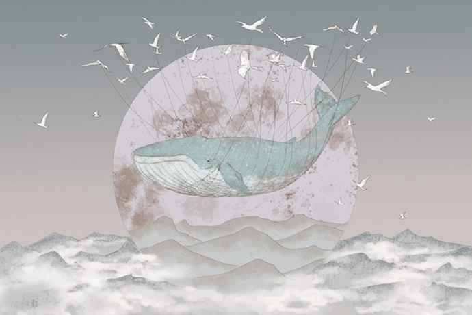 手绘北欧创意鲸鱼
