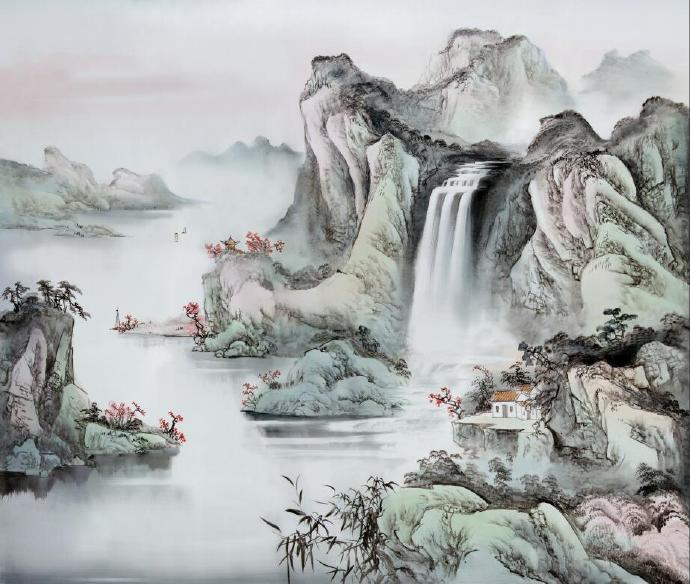 山水风景背景墙壁
