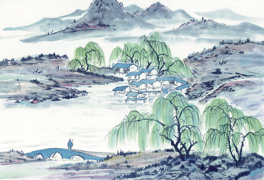 江南水墨山水国画