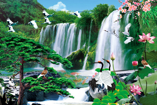 仙鹤迎春自然风景
