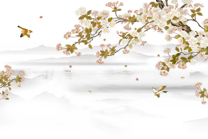 鸟语花香海堂花花