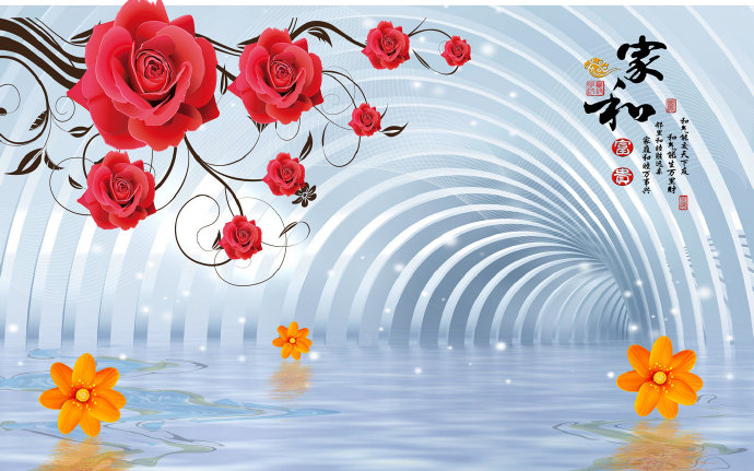 3D空间水中花瓣