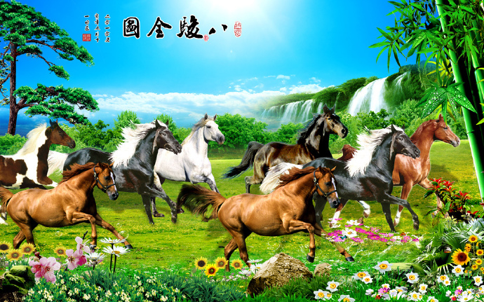 八骏全图 八骏马