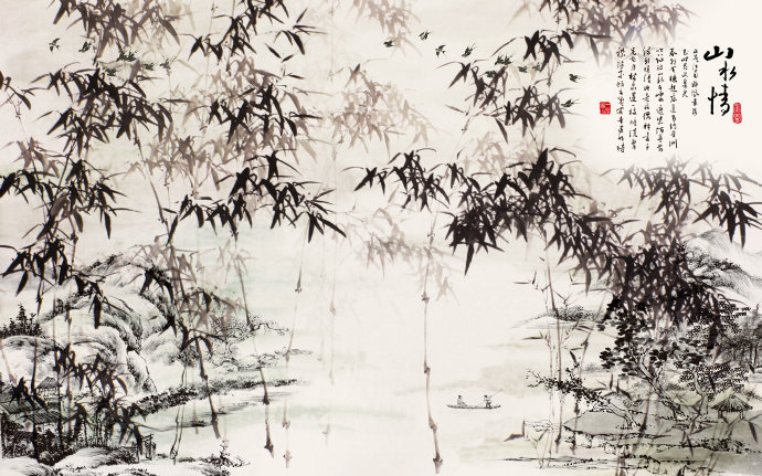 山水情背景墙设计