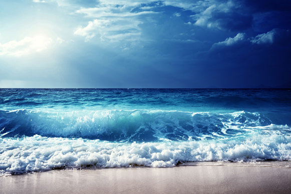 蓝天白云大海海浪