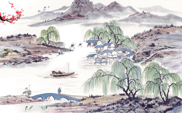 时尚水墨山水风景
