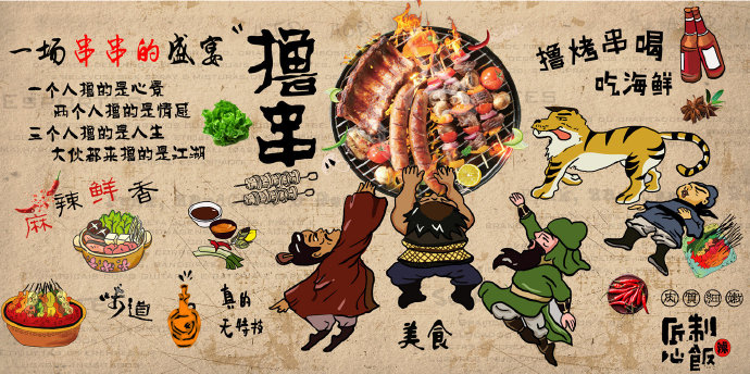 手绘三国水浒烧烤