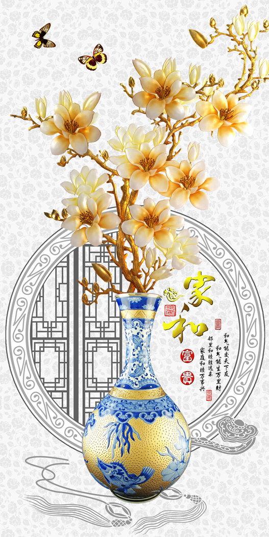 3D彩雕玄关吉祥