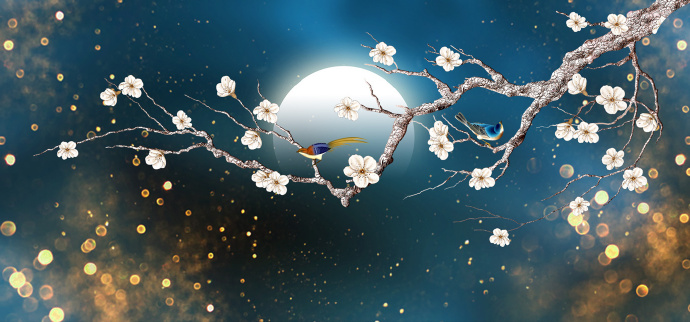新中式抽象花卉花