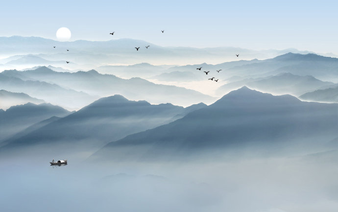新中式抽象水墨山