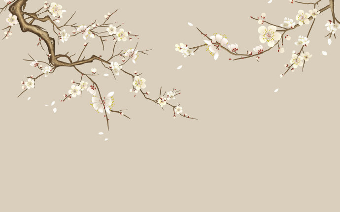 高清手绘梅花水墨