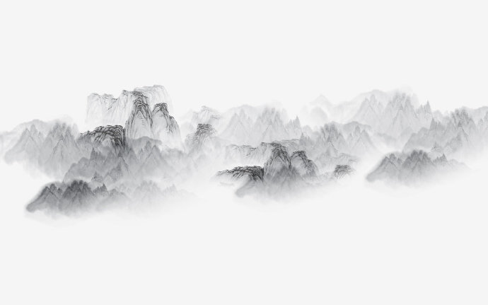 手绘水墨山背景墙