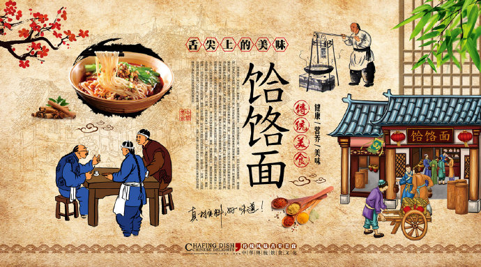 复古中式手绘餐饮