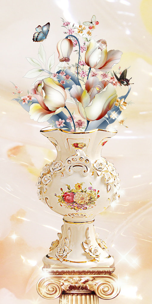 3D玉石郁金香花