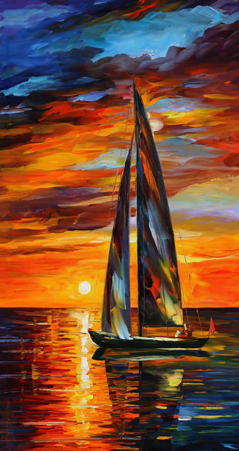 油画 帆船 玄关