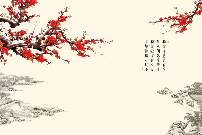 梅花水墨电视背景