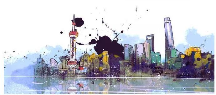 上海外滩水墨画背