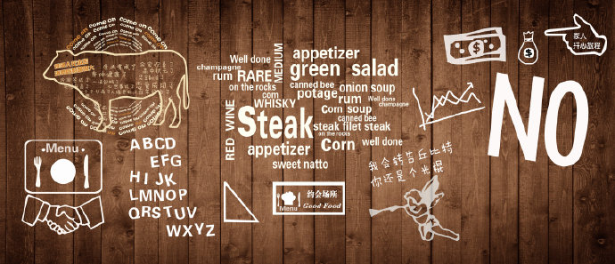 木板文字牛排烤肉