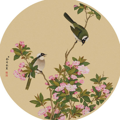 现代新中式花鸟圆