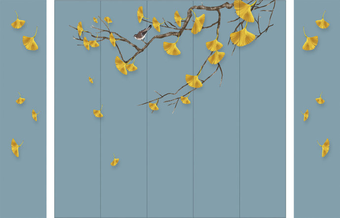 新中式格栅银杏叶