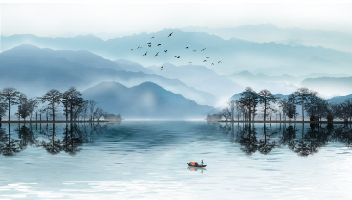 山水国画背景墙新