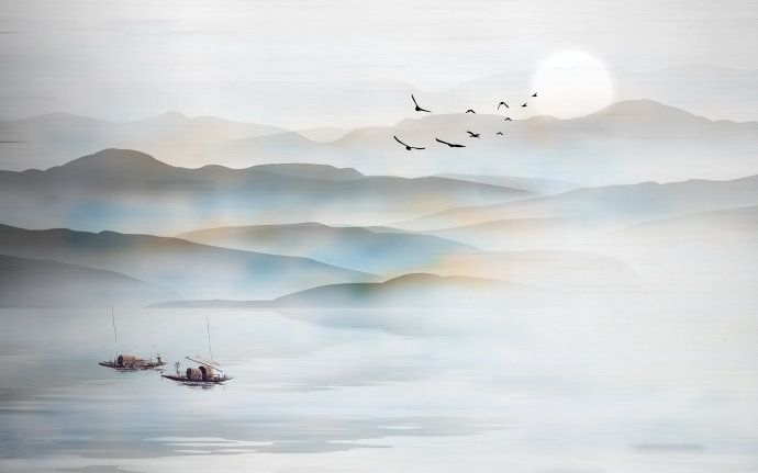 新中式水墨山水画