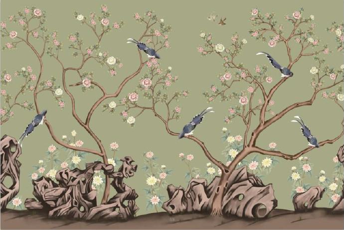 新中式简约工笔花