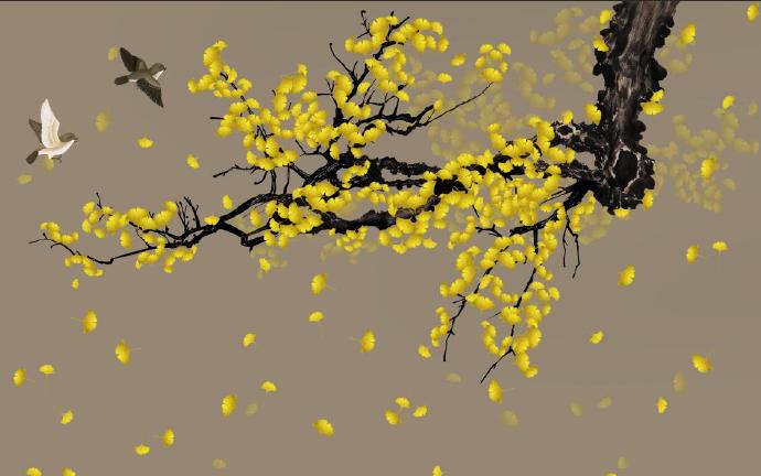 新中式工笔花鸟银